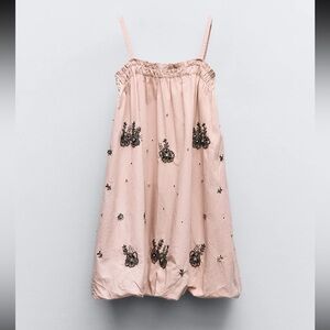 Zara Girls Jewel Balloon embellished party dress, dusty pink /rose, 6